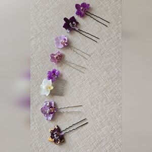 HAND CRAFTED Real Orchid Hair Pins
